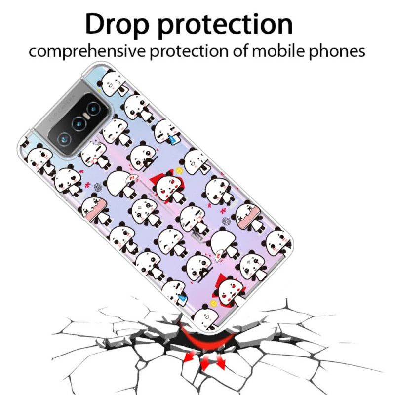 Deksel Asus Zenfone 7 / 7 Pro Mobildeksel Gjennomsiktige Morsomme Pandaer