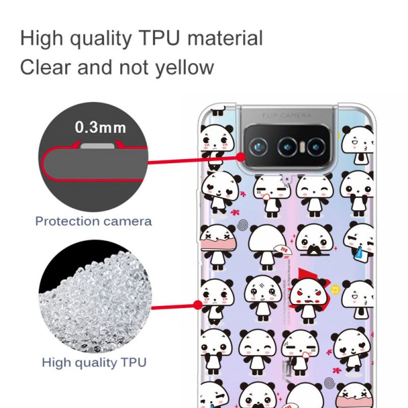Deksel Asus Zenfone 7 / 7 Pro Mobildeksel Gjennomsiktige Morsomme Pandaer