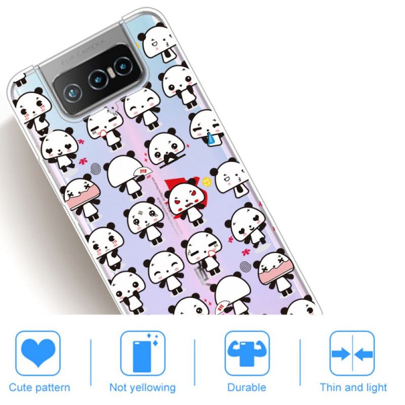 Deksel Asus Zenfone 7 / 7 Pro Mobildeksel Gjennomsiktige Morsomme Pandaer