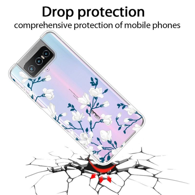 Deksel Asus Zenfone 7 / 7 Pro Mobildeksel Hvite Blomster