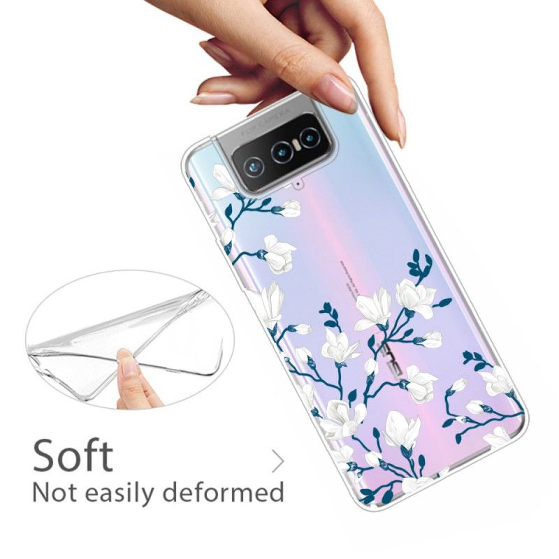 Deksel Asus Zenfone 7 / 7 Pro Mobildeksel Hvite Blomster