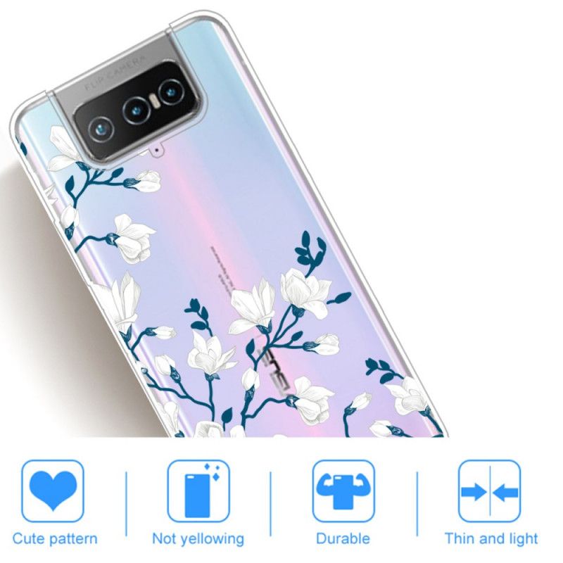 Deksel Asus Zenfone 7 / 7 Pro Mobildeksel Hvite Blomster