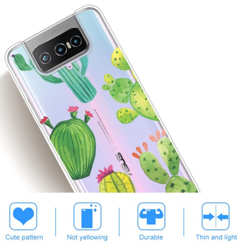 Deksel for Asus Zenfone 7 / 7 Pro Akvarellkaktus