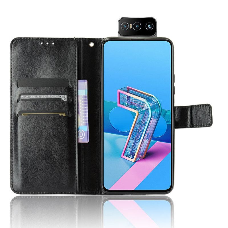 Folio Deksel Asus Zenfone 7 / 7 Pro Svart Prangende Kunstlær