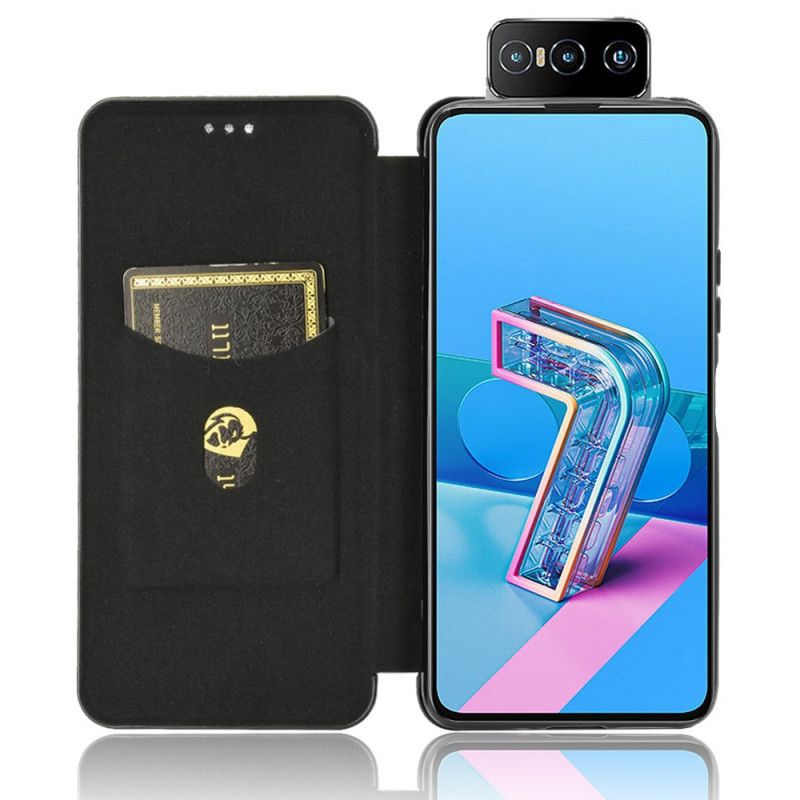 Folio Deksel for Asus Zenfone 7 / 7 Pro Svart Karbon Silikon