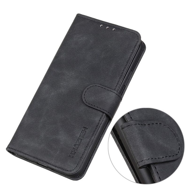 Lærdeksel Folio Deksel Asus Zenfone 7 / 7 Pro Svart Mobildeksel Vintage Khazneh-Skinneffekt