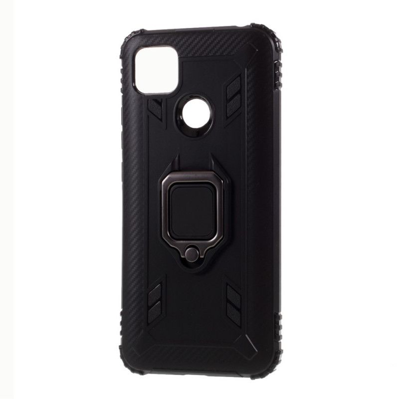 Deksel Xiaomi Redmi 9C Svart Karbonfiber Stil Ring Beskyttelse