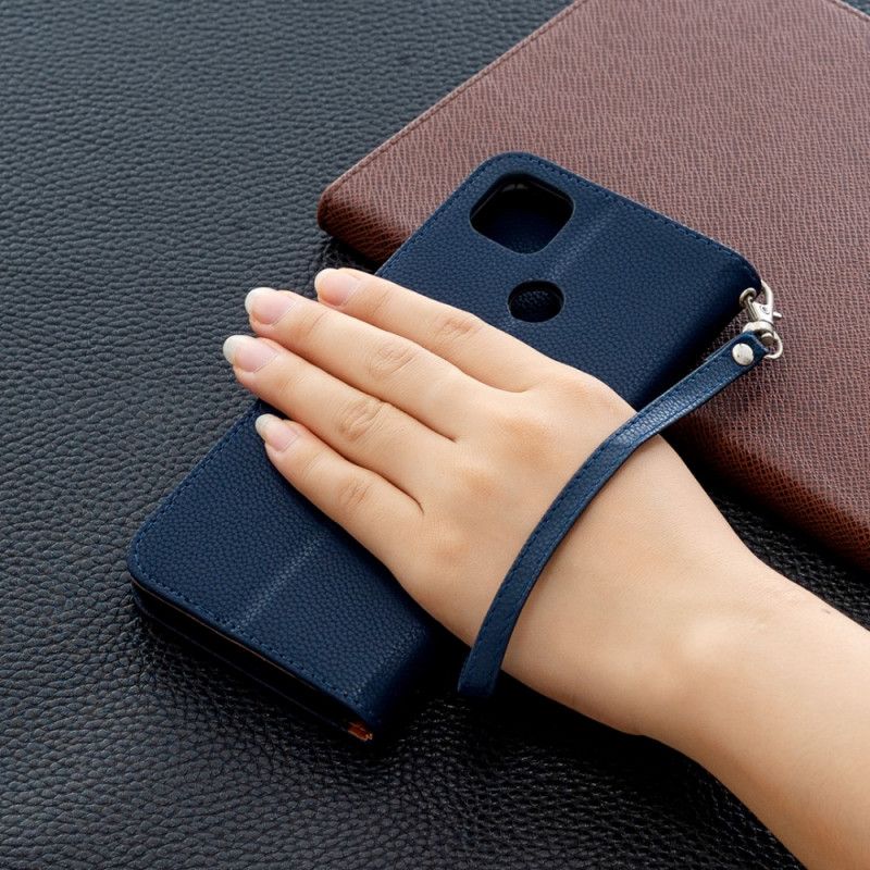 Folio Deksel Xiaomi Redmi 9C Svart Litchi Skrå Klaff