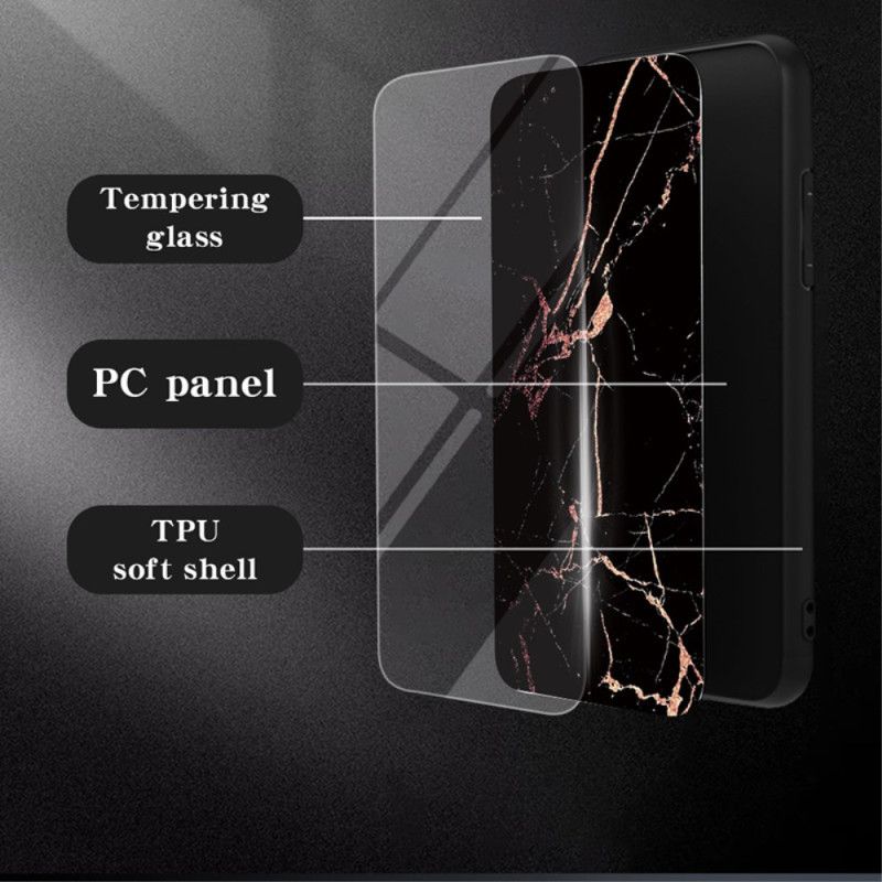 Deksel Realme 12 Pro / 12 Pro Plus Marmor Herdet Glass