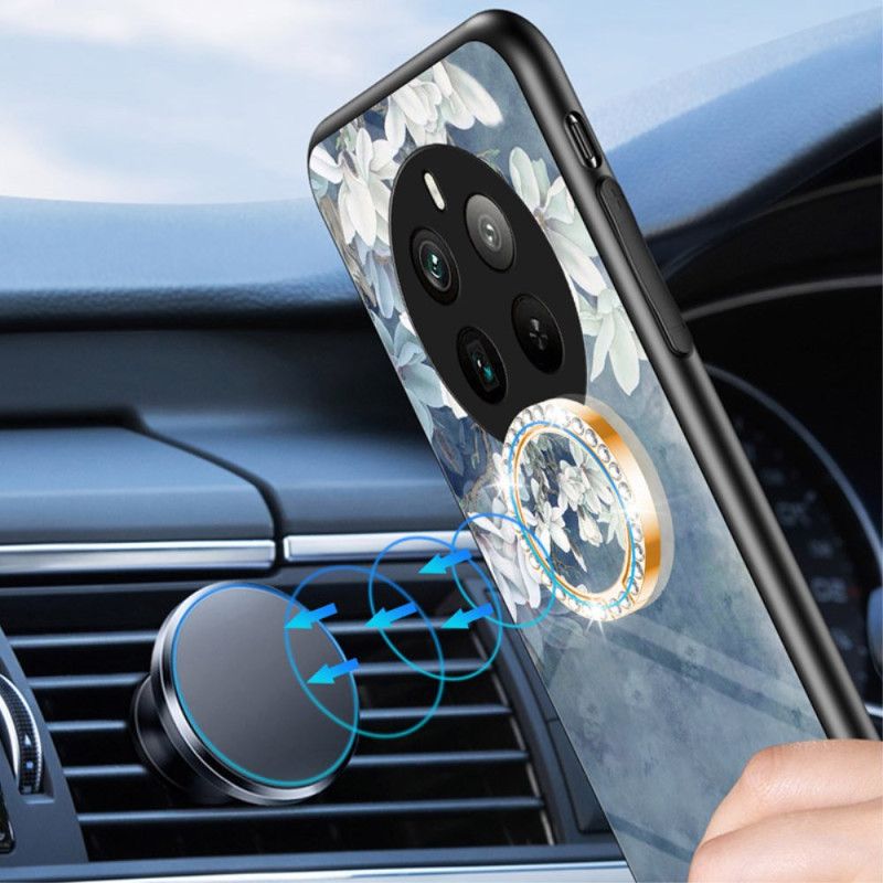 Deksel Realme 12 Pro / 12 Pro Plus Mobildeksel Blomsterring-holder I Herdet Glass