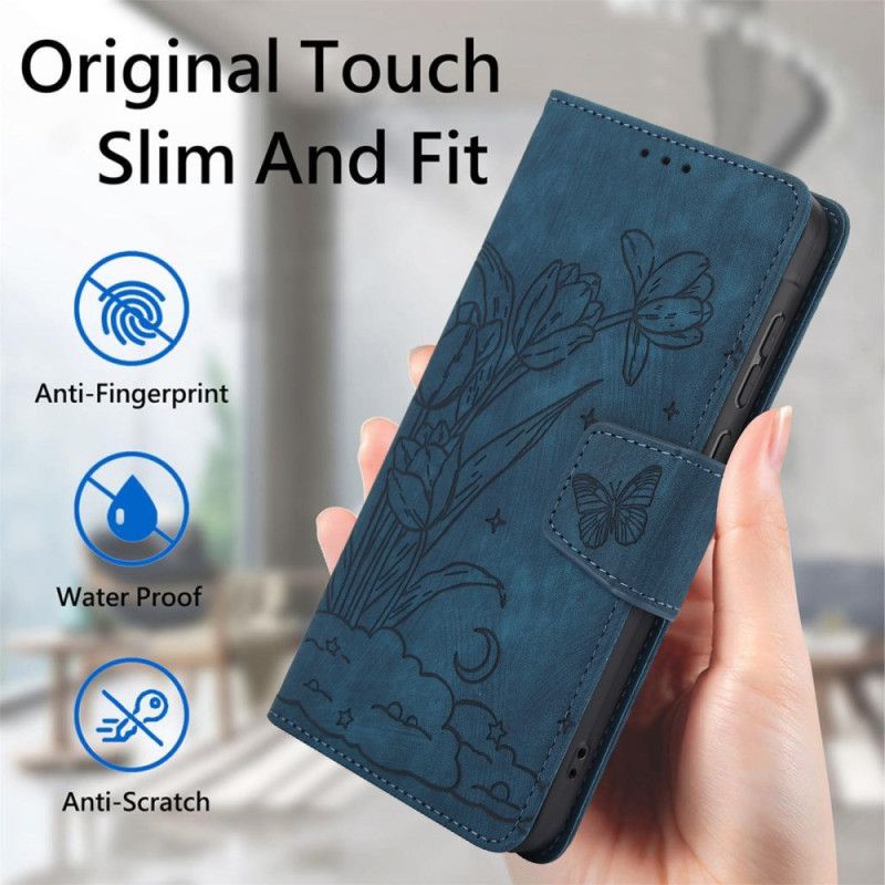 Folio Deksel Realme 12 Pro / 12 Pro Plus Blomstertrykkrem