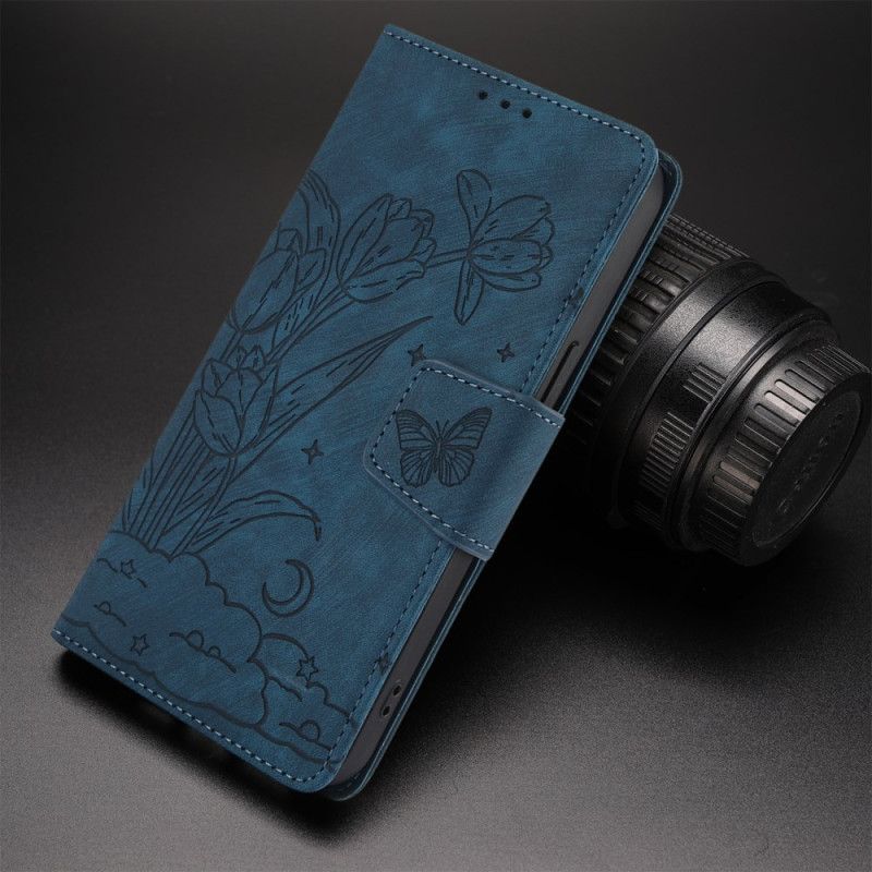 Folio Deksel Realme 12 Pro / 12 Pro Plus Blomstertrykkrem