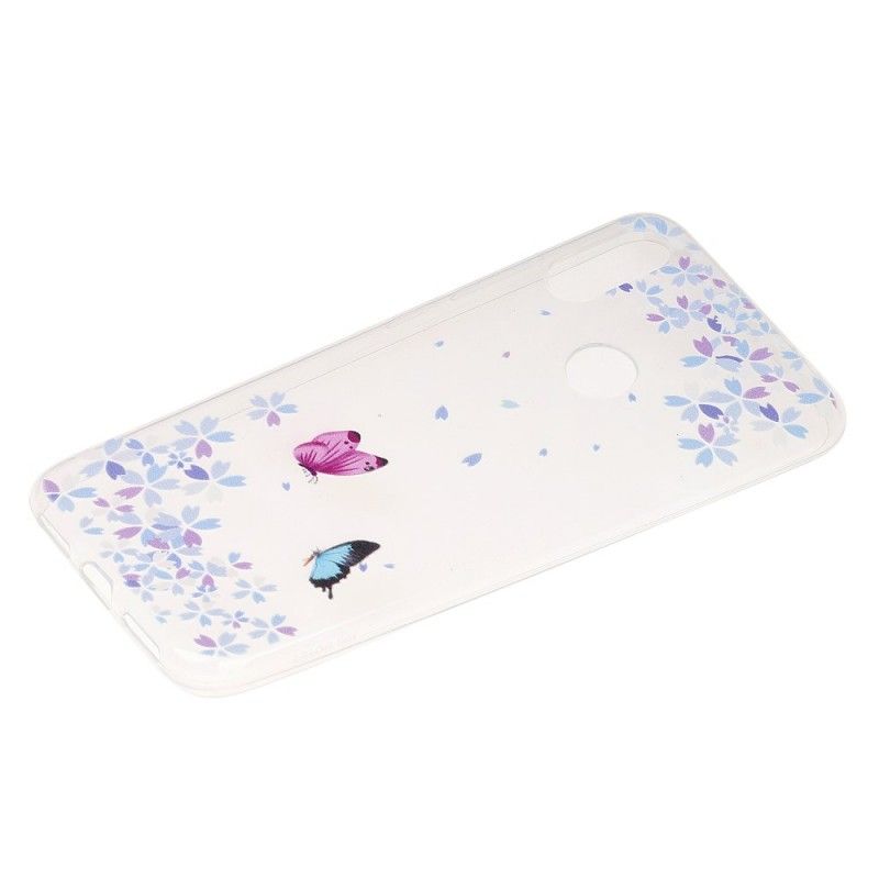 Deksel Xiaomi Redmi Note 7 Gjennomsiktige Sommerfugler Og Blomster Anti-fall