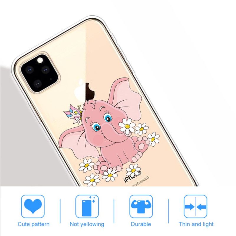 Deksel for iPhone 11 Pro Max Gjennomsiktig Rosa Elefant