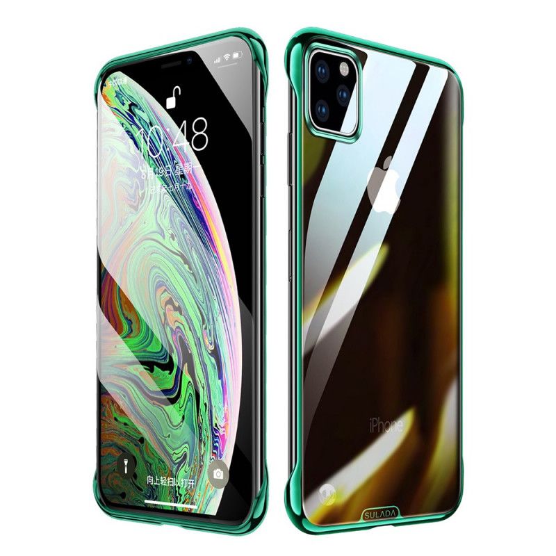 Deksel iPhone 11 Pro Max Rød Gjennomsiktig Sulada Og Metalleffekt Anti-fall