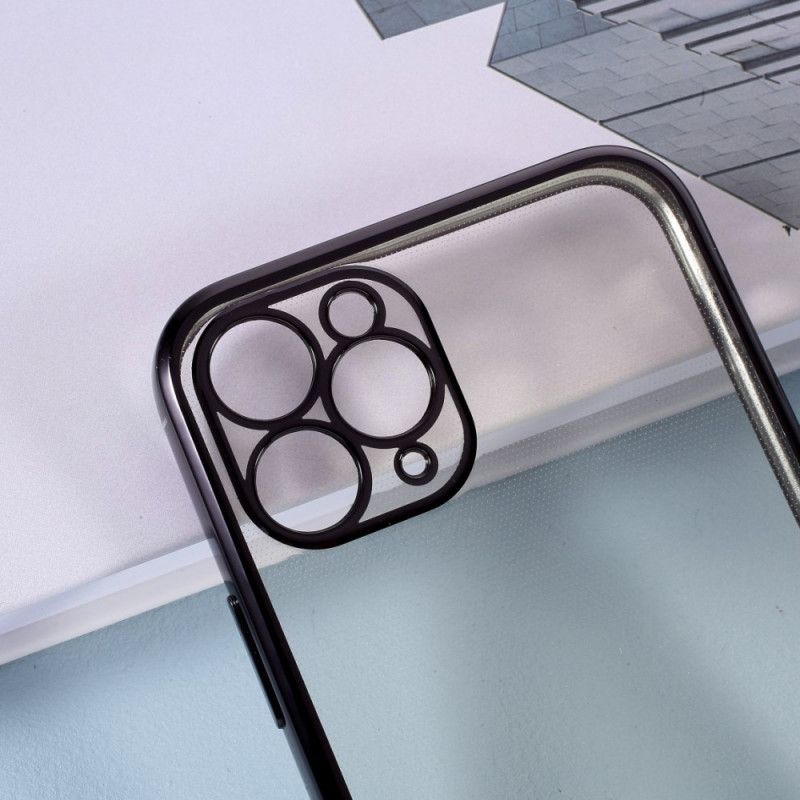 Deksel iPhone 11 Pro Max Svart Silikon Med Fargede Kanter