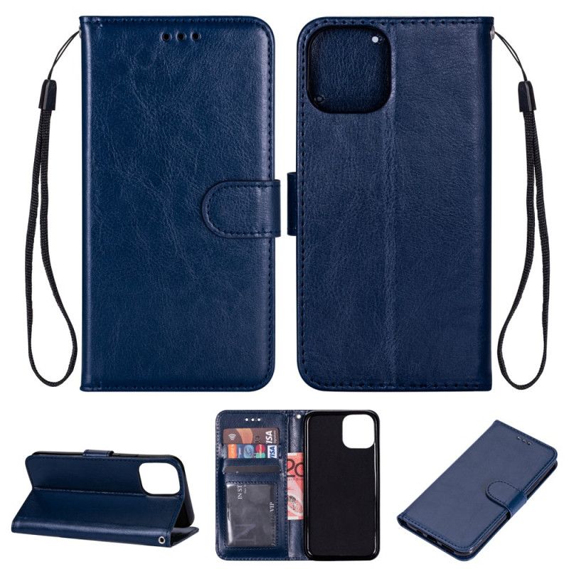Folio Deksel for iPhone 11 Pro Max Svart Skinneffekt Med Tanga