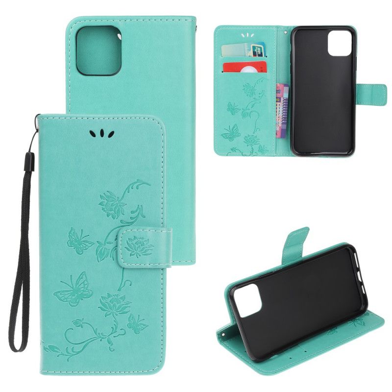Lærdeksel Folio Deksel iPhone 11 Pro Max Blomstertanga