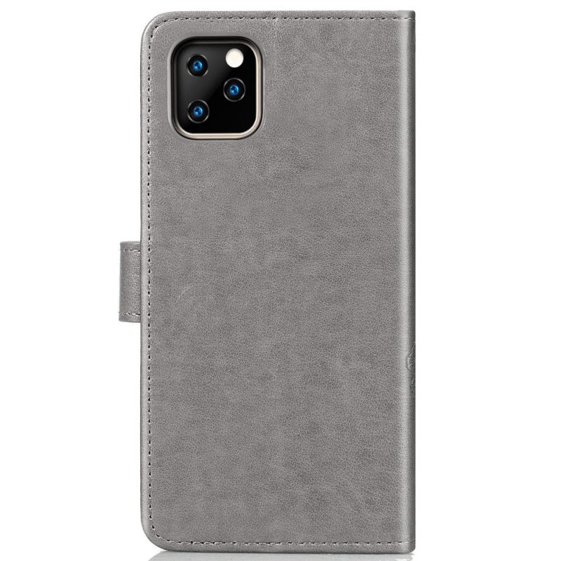 Lærdeksel Folio Deksel iPhone 11 Pro Max Svart Firkløver