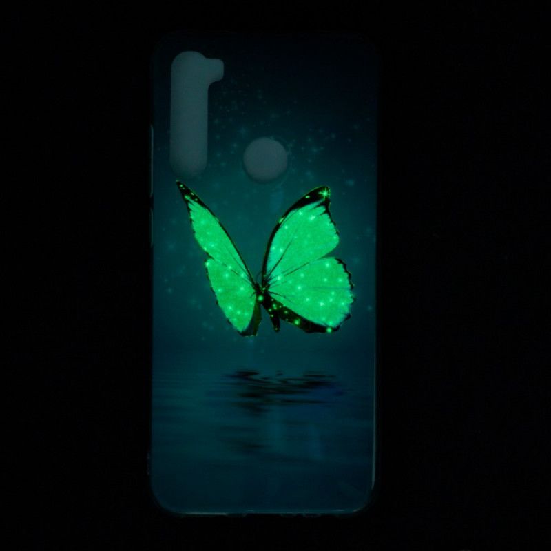 Deksel for Xiaomi Redmi Note 8 Fluorescerende Blå Sommerfugl
