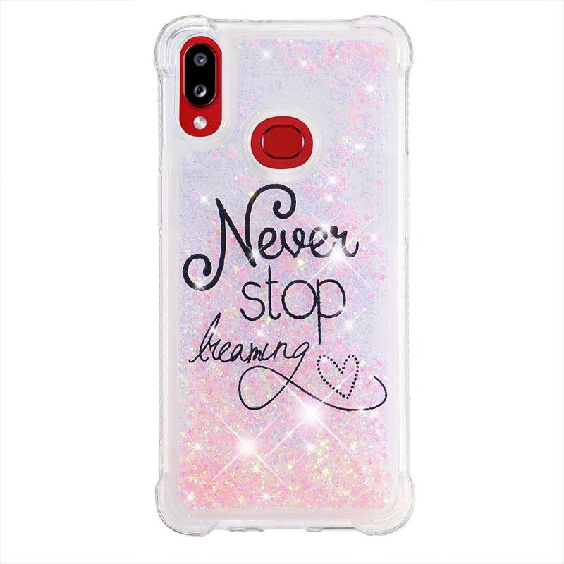Deksel for Samsung Galaxy A10s Aldri Slutte Å Drømme Glitter