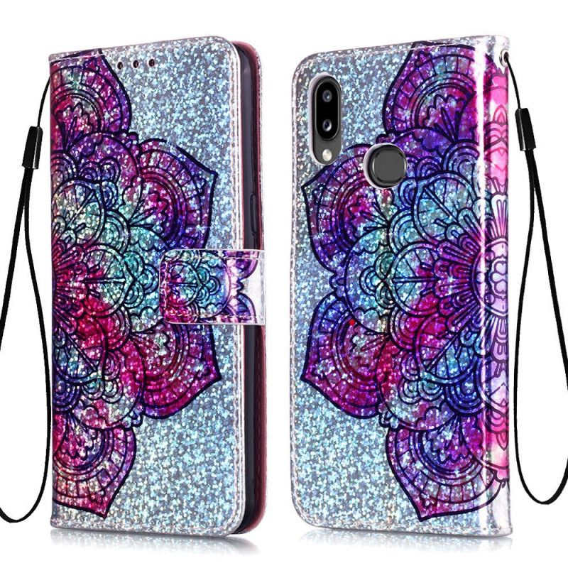 Folio Deksel Samsung Galaxy A10s Mandala På Glitter Bakgrunn