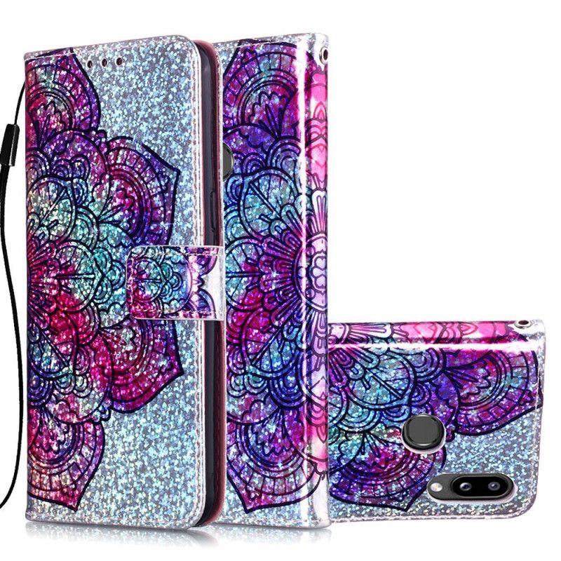 Folio Deksel Samsung Galaxy A10s Mandala På Glitter Bakgrunn