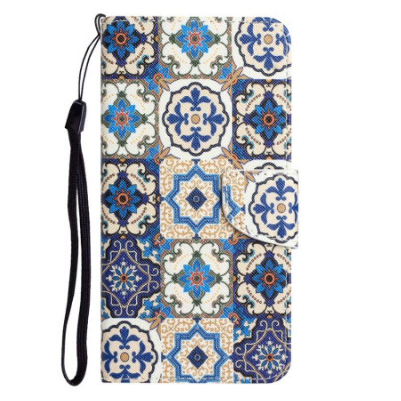 Folio Deksel Til Samsung Galaxy A54 5G Med Kjede Strappy Patchwork