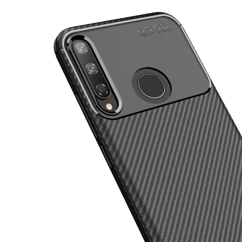 Deksel Huawei P40 Lite E / Y7p Svart Fleksibel Karbonfibertekstur
