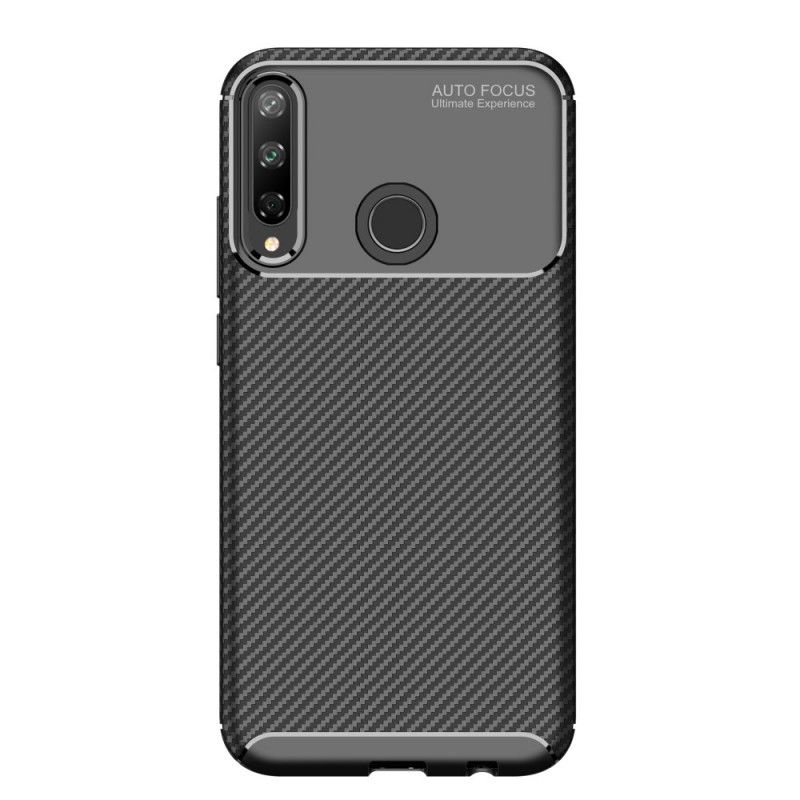 Deksel Huawei P40 Lite E / Y7p Svart Fleksibel Karbonfibertekstur