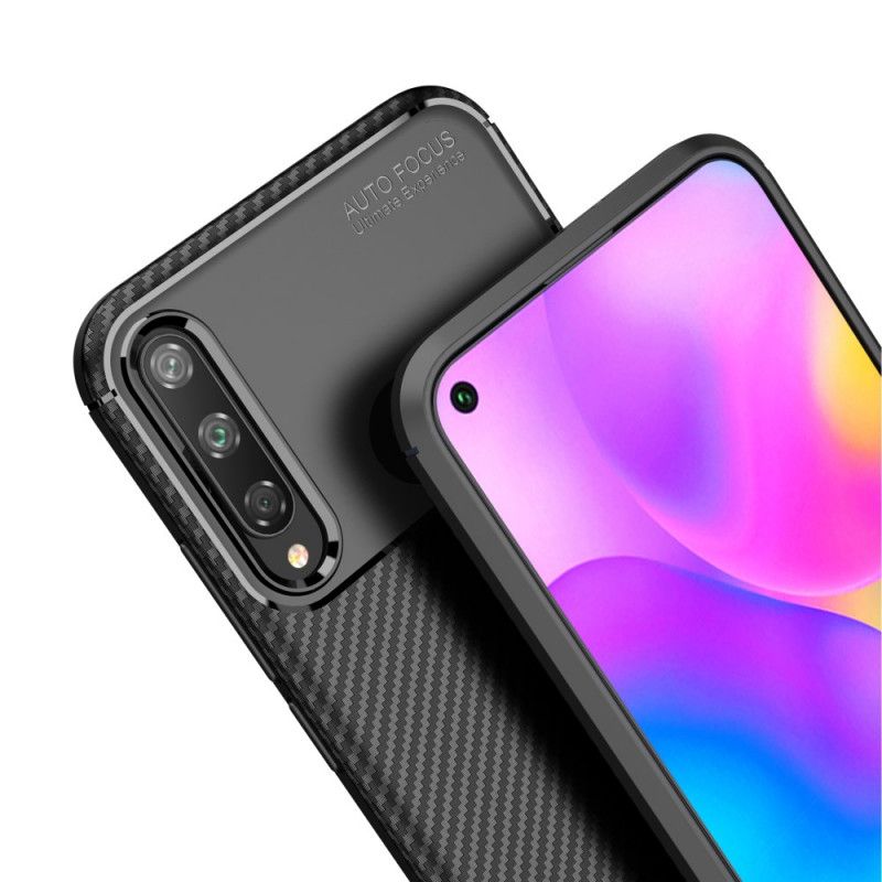Deksel Huawei P40 Lite E / Y7p Svart Fleksibel Karbonfibertekstur