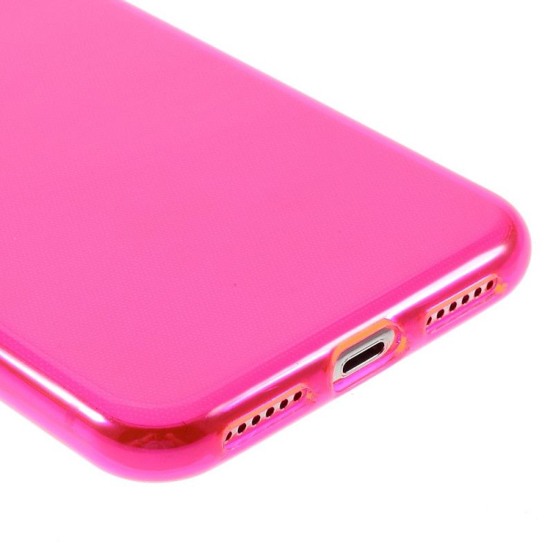 Deksel iPhone X Magenta Farget Gjennomsiktig Silikon