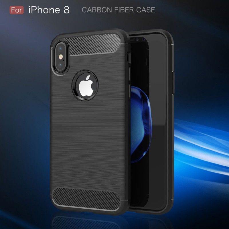 Deksel iPhone X Svart Børstet Karbonfiber Beskyttelse