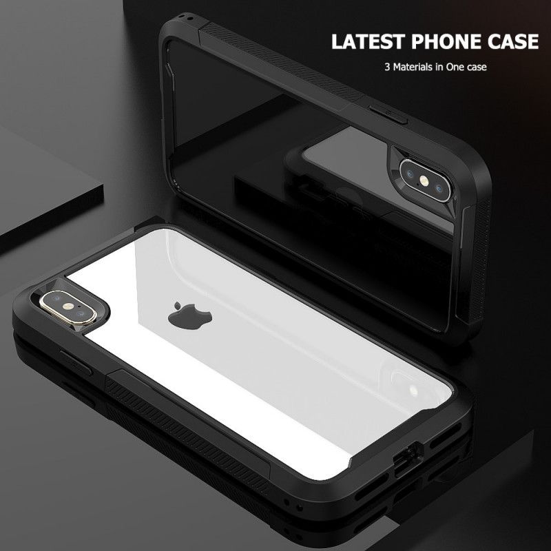 Deksel iPhone X Svart Gjennomsiktig Hybrid Støtfangerkant