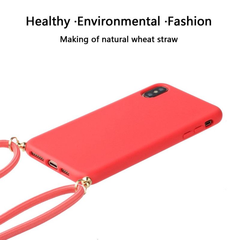 Deksel iPhone X Svart Silikon Med Farget Ledning Anti-fall