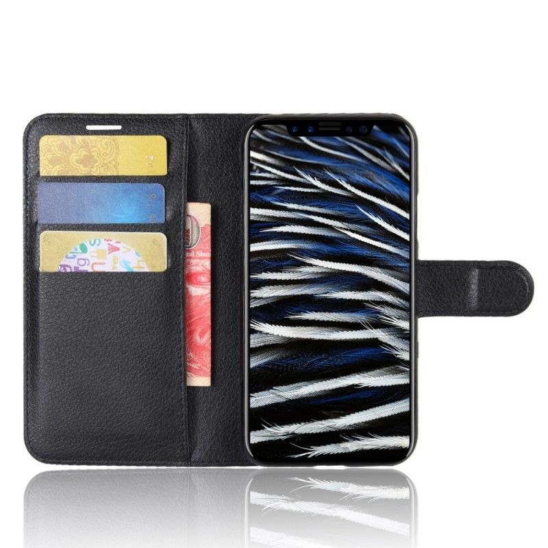 Folio Deksel for iPhone X Svart Skinneffekt