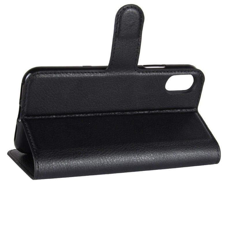 Folio Deksel for iPhone X Svart Skinneffekt