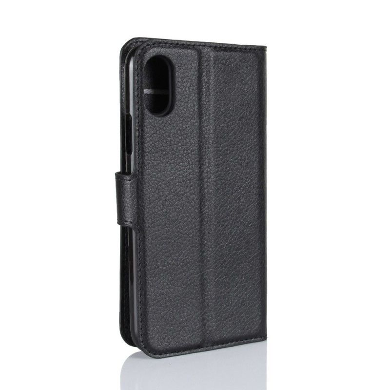 Folio Deksel for iPhone X Svart Skinneffekt