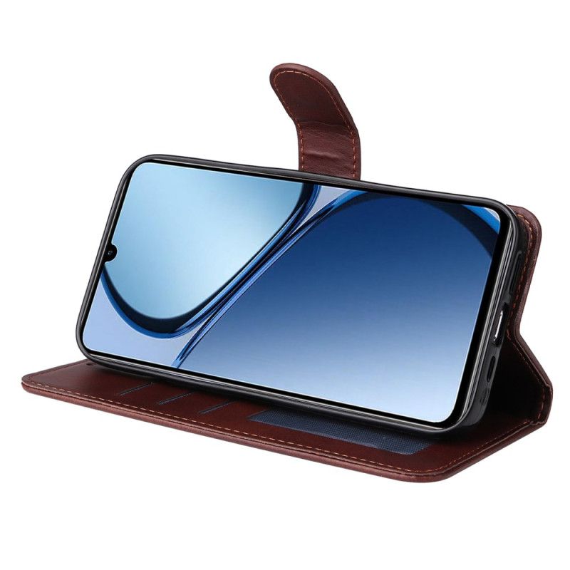 Folio Deksel Realme C63 Ensfarget Skinneffekt Beskyttelse Deksel