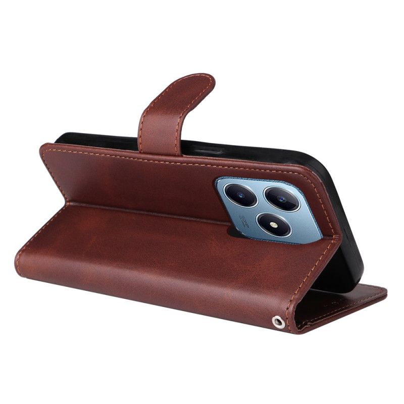 Folio Deksel Realme C63 Ensfarget Skinneffekt Beskyttelse Deksel