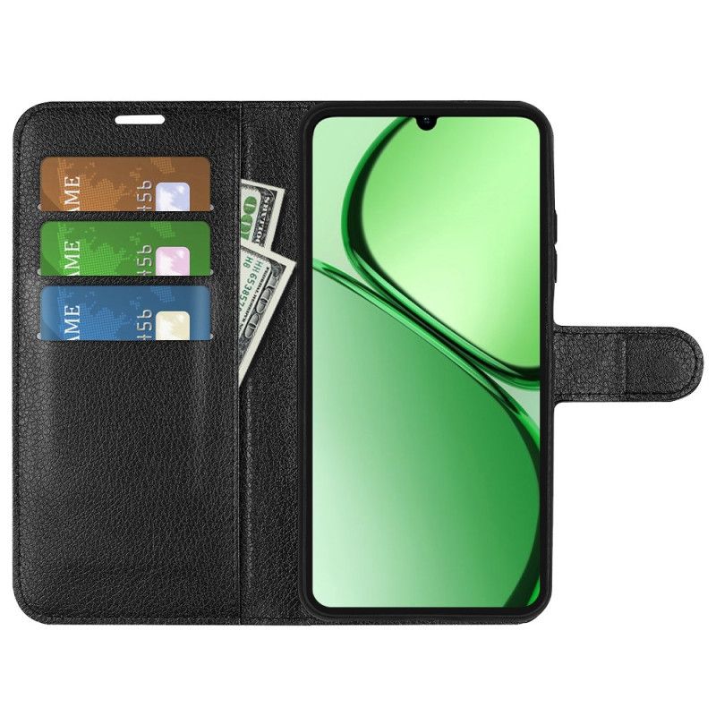 Folio Deksel Realme C63 Klassisk Litchi-imitasjonsskinn