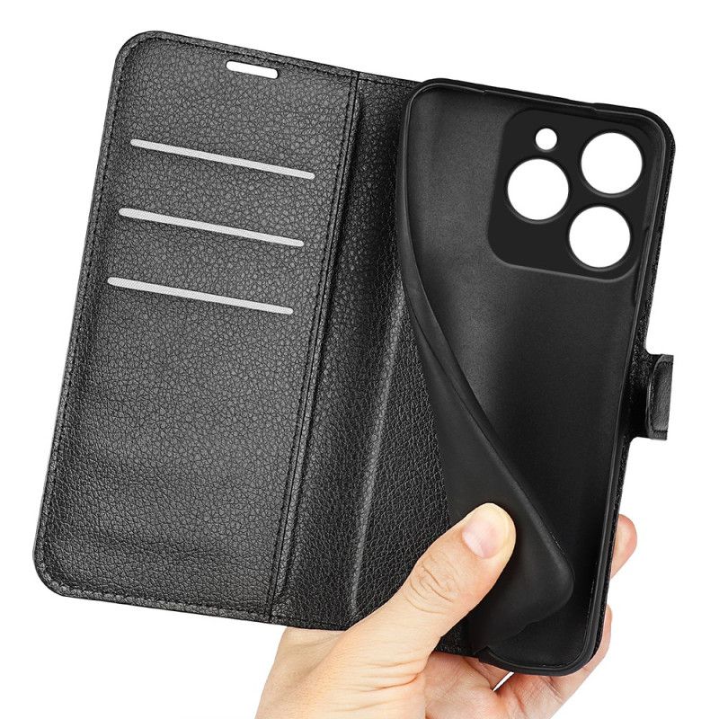 Folio Deksel Realme C63 Klassisk Litchi-imitasjonsskinn