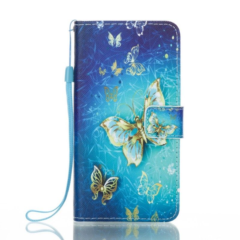 Folio Deksel Samsung Galaxy A5 2017 Gyldne Sommerfugler Anti-fall