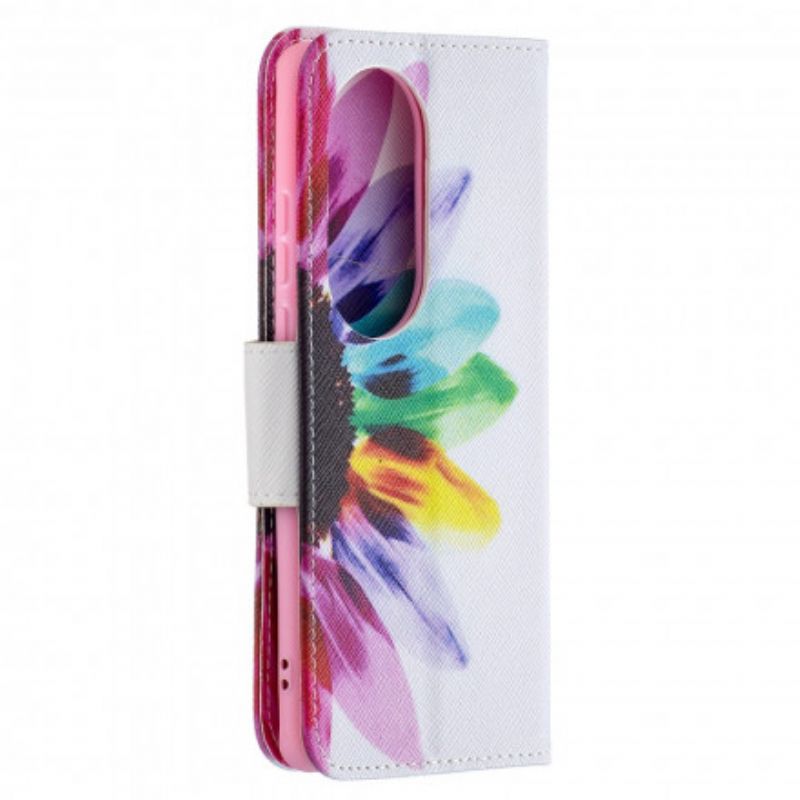 Folio Deksel Huawei P50 Pro Blomsterakvarell Beskyttelse Deksel