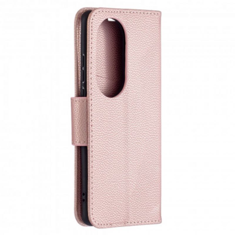 Folio Deksel Huawei P50 Pro Lychee Klaff Skrå