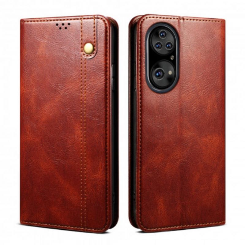 Folio Deksel Huawei P50 Pro Vokset Kunstskinn