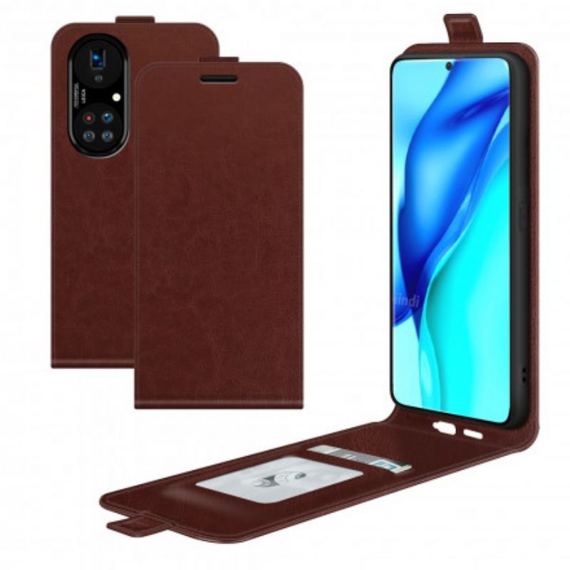Folio Deksel Til Huawei P50 Pro Vertikal Klaff I Skinneffekt