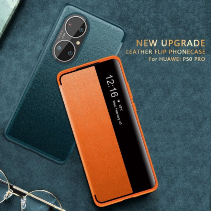 Se Deksel Huawei P50 Pro Teksturert Kunstskinn