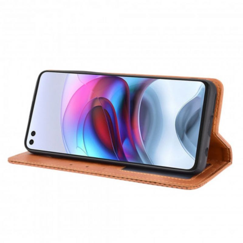 Folio Deksel Moto G100 Stilisert Vintage Skinneffekt Beskyttelse Deksel
