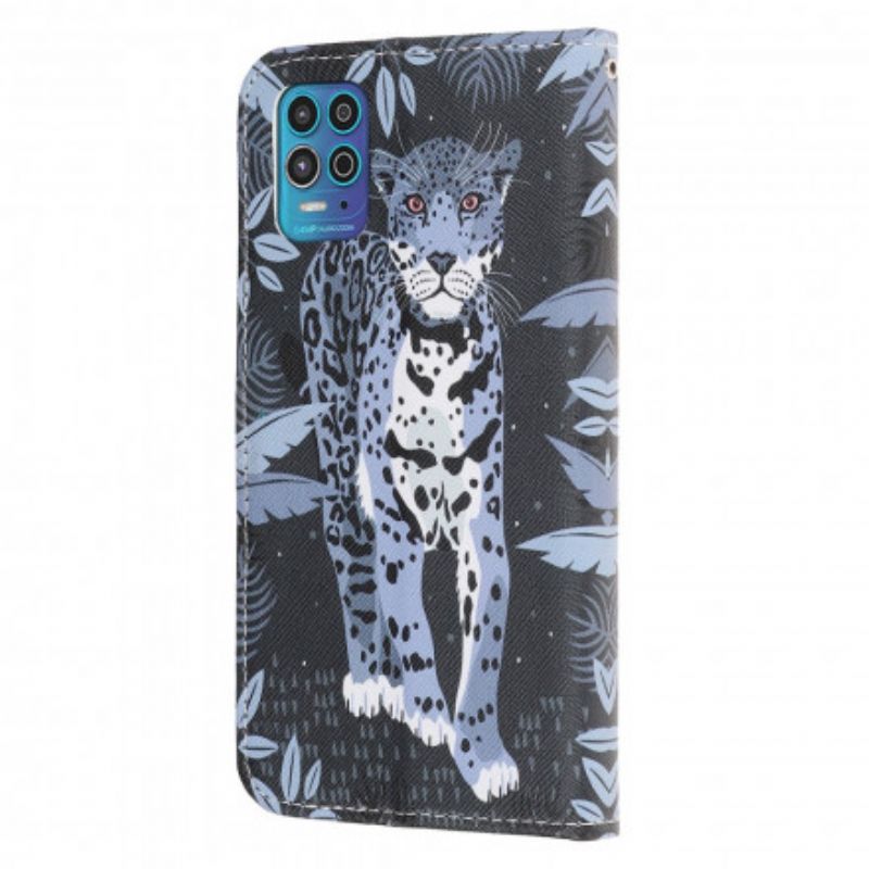 Folio Deksel Til Moto G100 Leopard Strappy